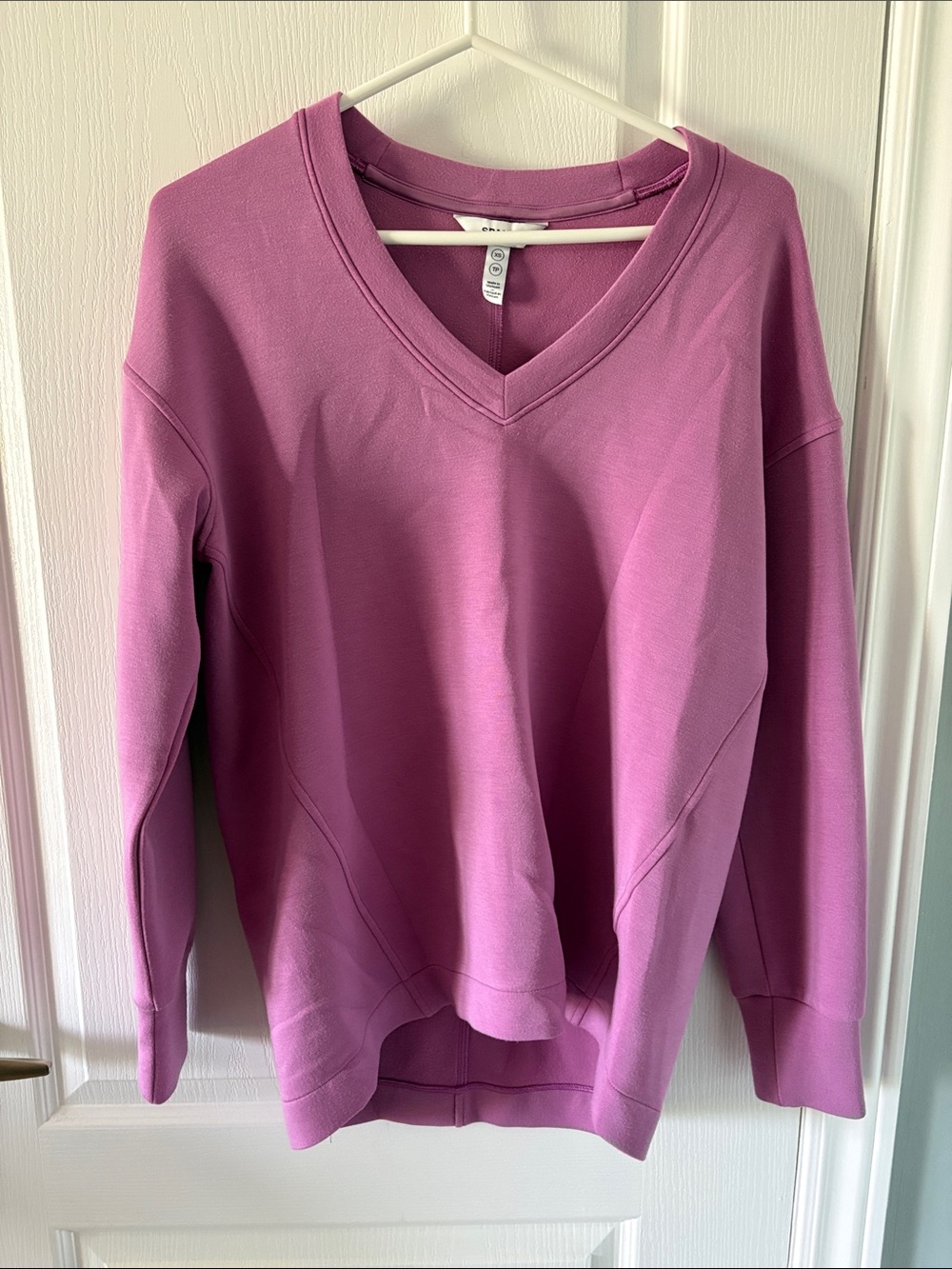 SPANX V-Neck Sweatshirt in Dusty Rose